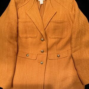 Chico's Textured Tweed Long Line Button Front Blazer Size 1